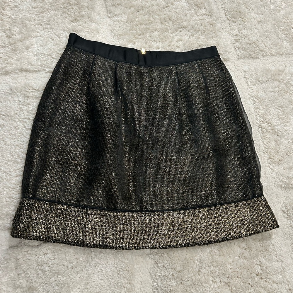 LOFT Black and Gold Mini Skirt